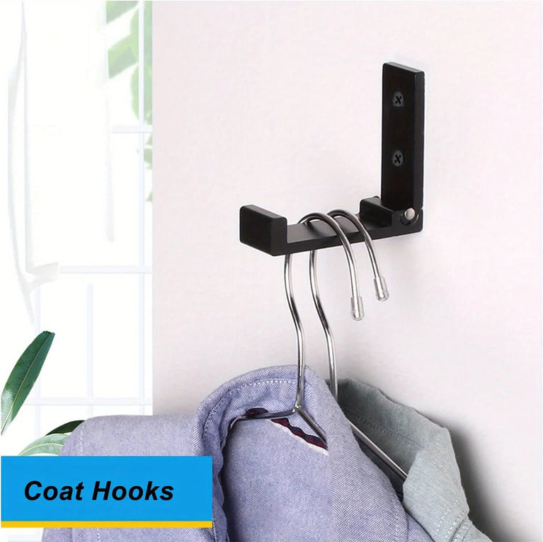 4PCS Folding Hooks Wall Door Clothes Coat Hat Bags Hangers Aluminum Alloy Kitchen Bathroom Rustproof Towel Hooks Foldable Hook