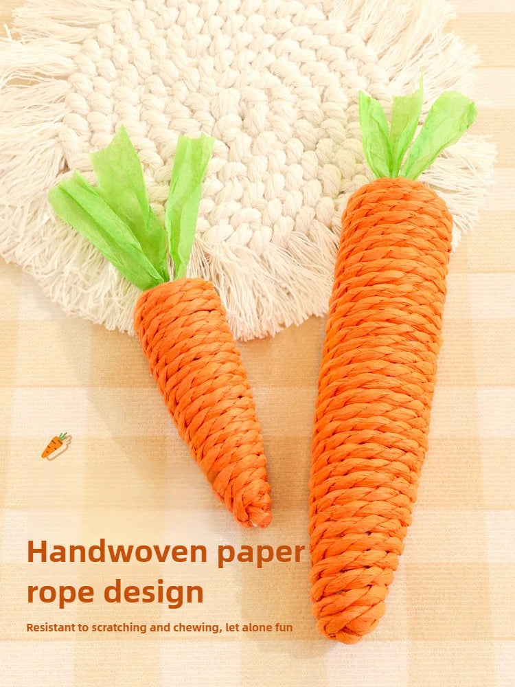 Cat Carrot Hemp Rope Chew Toy Teeth Grinding Interactive Kitten Scratching Fun Toy
