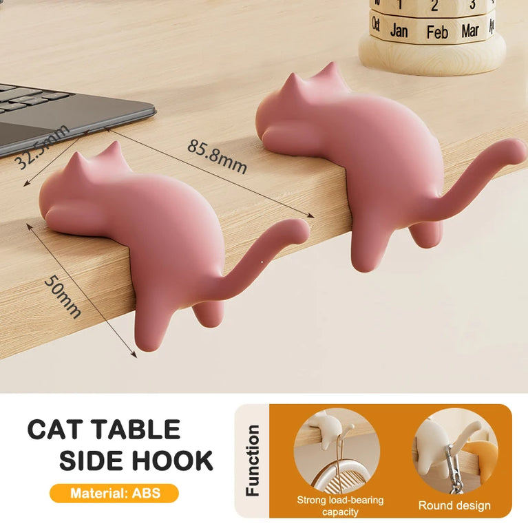 Cute Cat Bag Hook Portable Table Hanger Desk Organiser Holder Stand