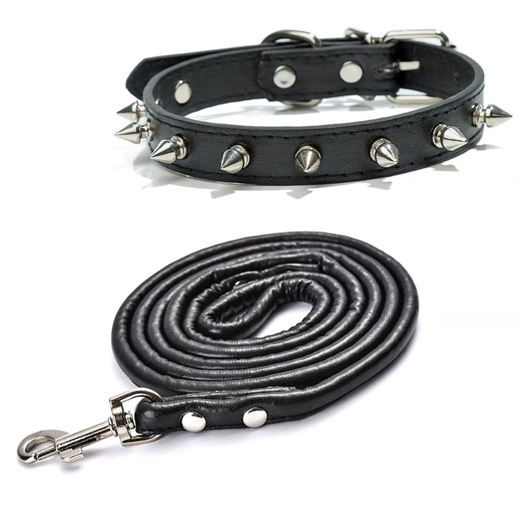 Harp Spiked Studded DogCollars PU Small Medium Large NeckStrap