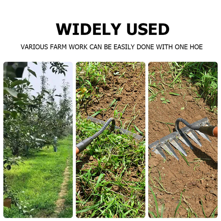 5-8 Teeth Iron Garden Weeding Hoe Rake Soil Loosening Farm Tool