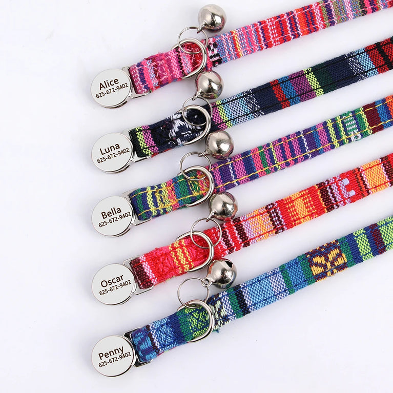 Cat Collar Free Personalized Kitten Collar Engraved Antilost Adjustabl