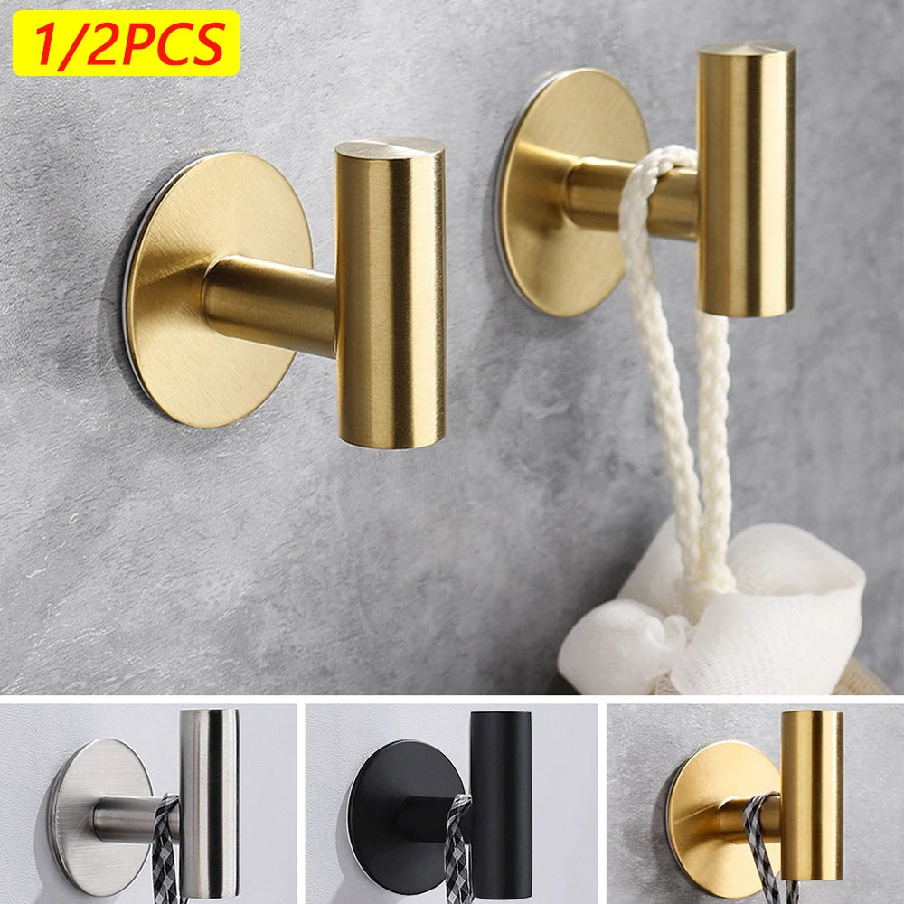 Adhesive Wall Hook Stainless Steel Robe Sticker Hooks Storage