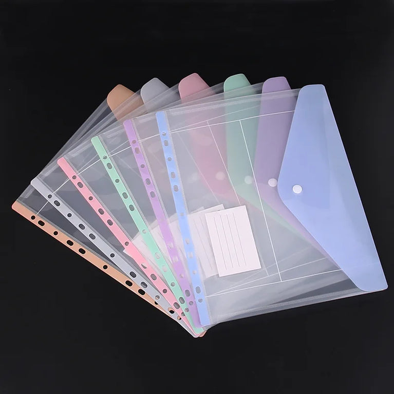 A4 Loose-Leaf Plastic Document Bag | 11-Hole Binder Compatible Envelopes
