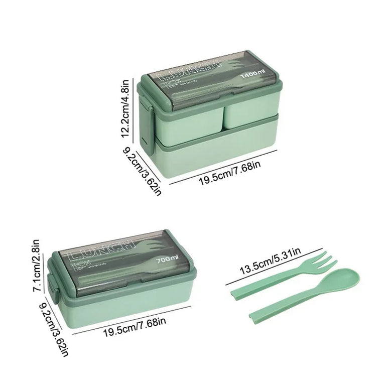 Portable Leakproof Microwave Lunch Box 700/1400ML with Spoon Bento Container