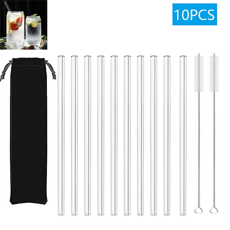 Glass Straws Eco Friendly Reusable Drinking Straw Set with Brushes Bar Accessories