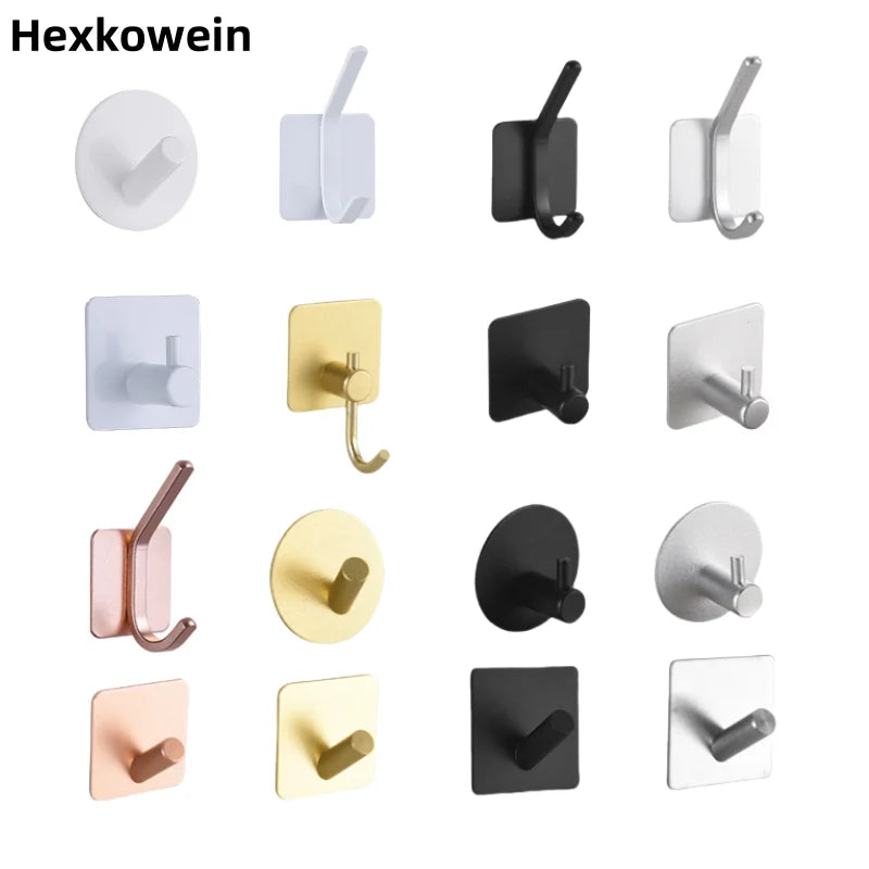 Self Adhesive Wall Hooks Heavy Duty Towel Coat Key Holder Hook