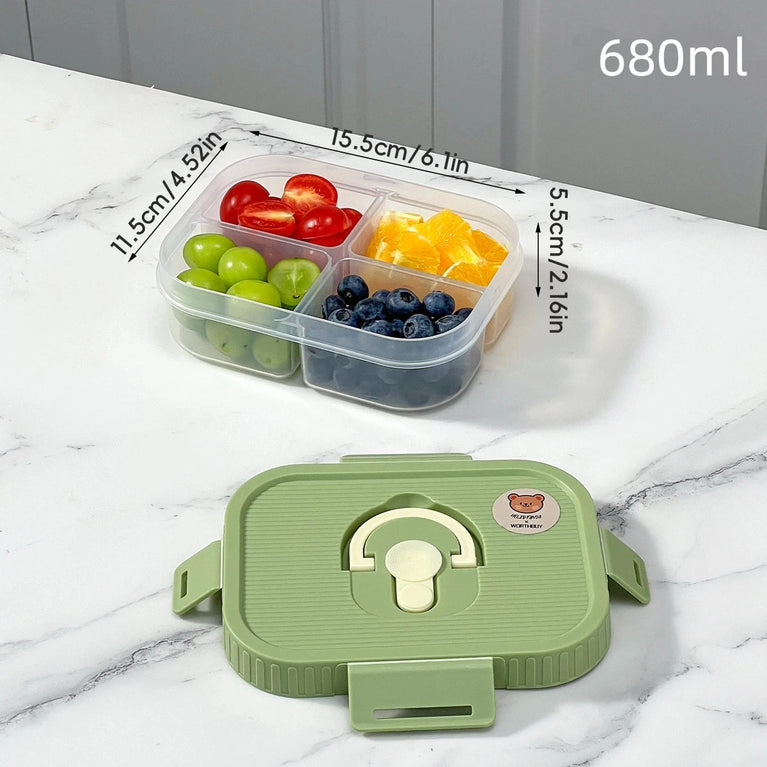 Portable Plastic Divided Lunch Box Kids Student School Picnic Sealed Microwave Bento Container