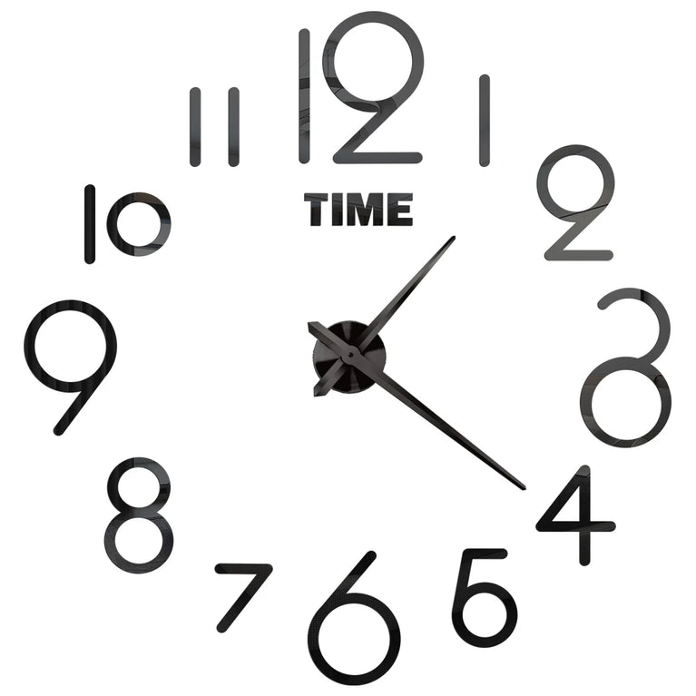 3D DIY Large Wall Clock | Modern Acrylic Mirror Surface Home Décor