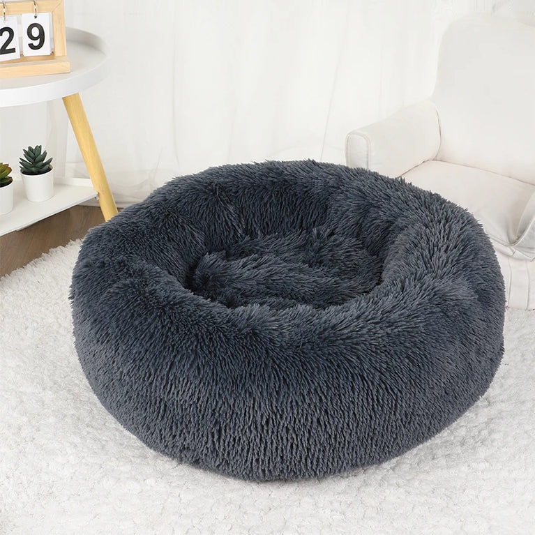 Donut Dog Bed Plush Basket Fluffy Medium Small Washable Warm Round Puppy Bed Mat
