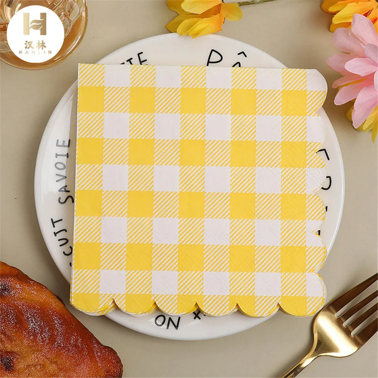 20PCS 25X25CM DISPOSABLE YELLOW PAPER NAPKINS FOR PARTY BIRTHDAY WEDDING PICNIC USE