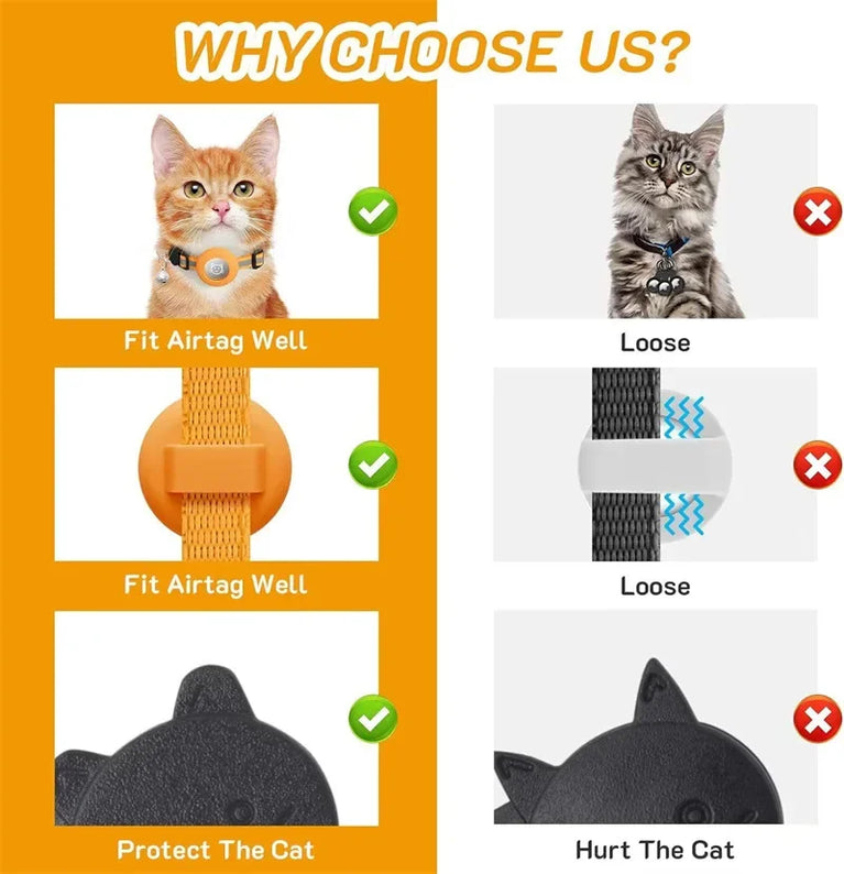 Airtag Cat Collar Breakaway Reflective Adjustable 7-12In GPS Collar