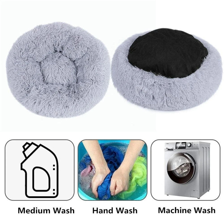 Donut Dog Bed Plush Basket Fluffy Medium Small Washable Warm Round Puppy Bed Mat