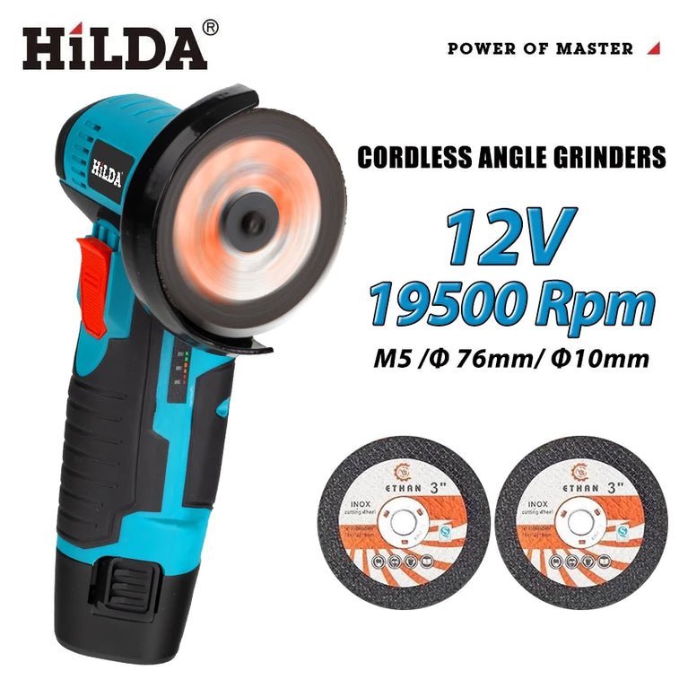 12V 3-Inch Mini Lithium Angle Grinder | Compact Cordless Polishing & Cutting Machine