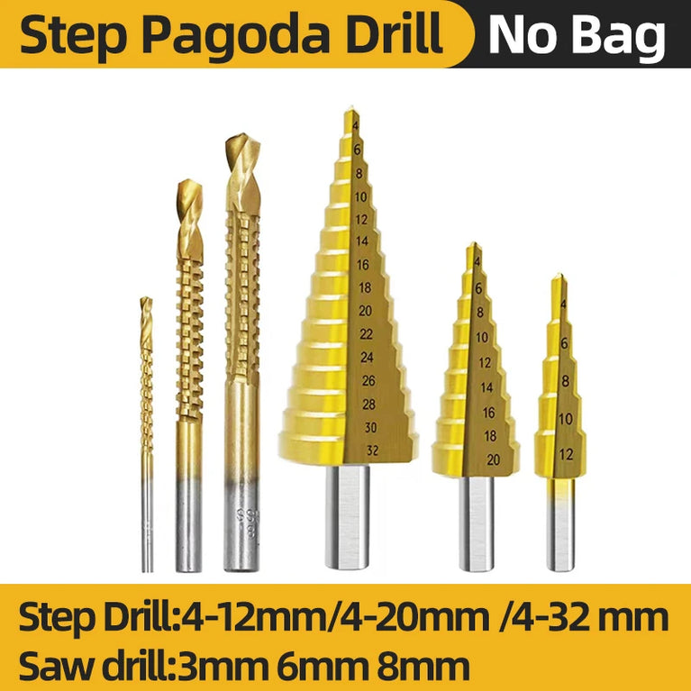 Titanium Step Drill Bit Set | High-Speed Stepped Conical Stage Drills