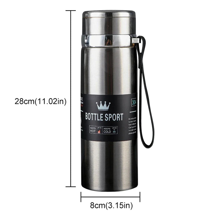 1L Stainless Steel Vacuum Thermal Water Bottle with Handle & Brush Set