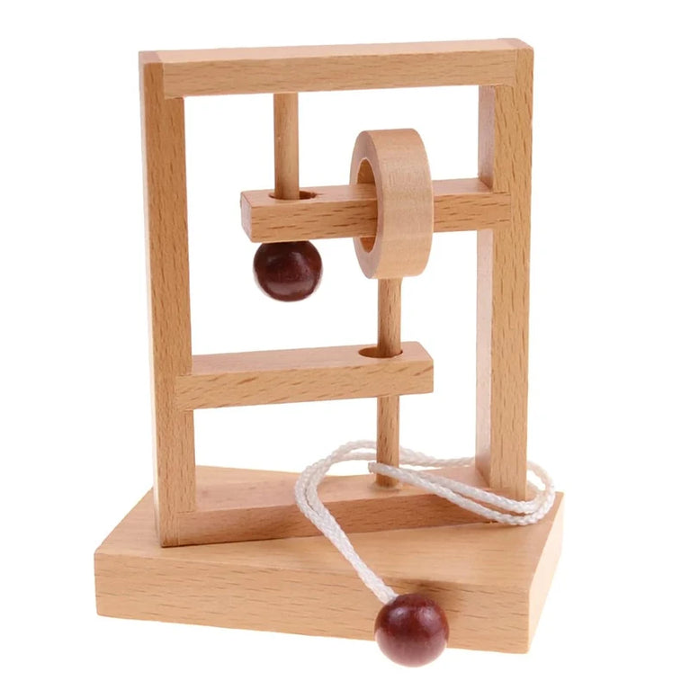 Muddy Puddles Wooden Rope & Ring Puzzle | Classic 3D Brain Teaser