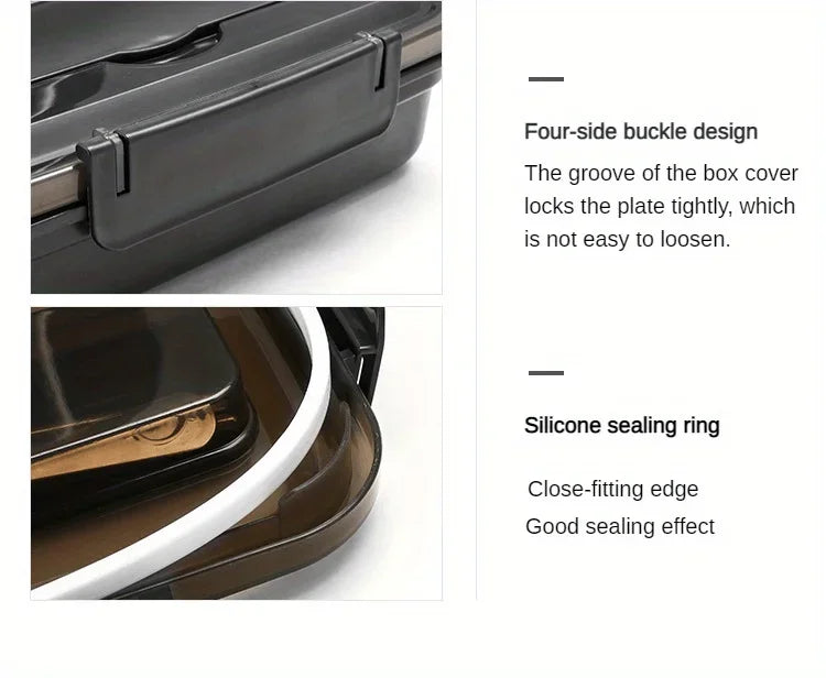 Leak Proof Stainless Steel Lunch Box 3/4 Compartment Bento Container