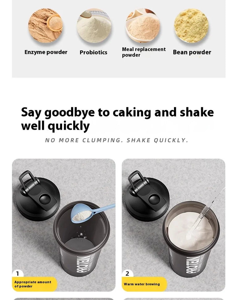 Protein Shaker Fitness Sports Waterbottle Mixing Cup for Gym Use