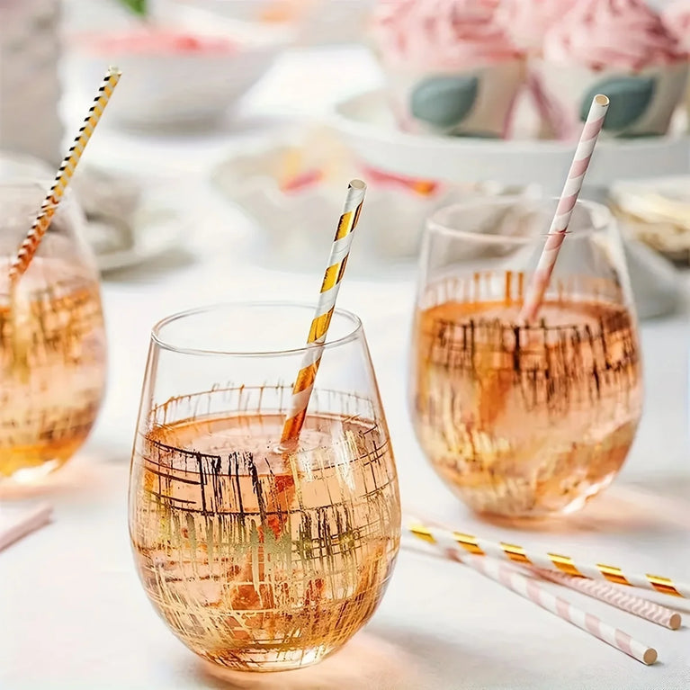 25/50PCS Biodegradable Paper Straws Set for Juices Cocktails Smoothies