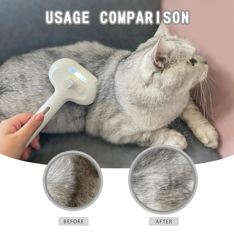 3-in-1 Electric Cat Hair Brush Steam Spray Grooming Comb Tool