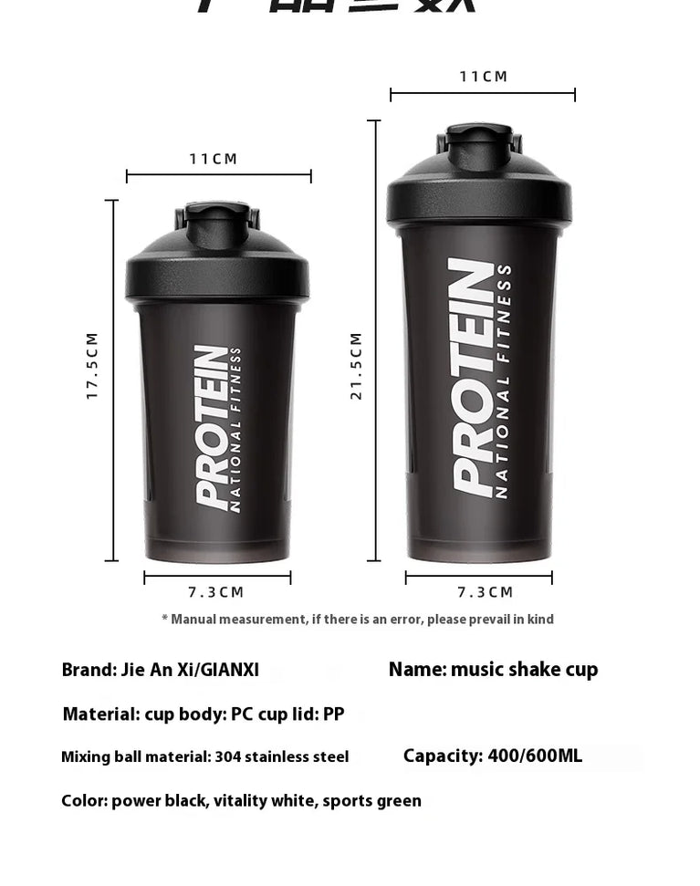 Protein Shaker Fitness Sports Waterbottle Mixing Cup for Gym Use