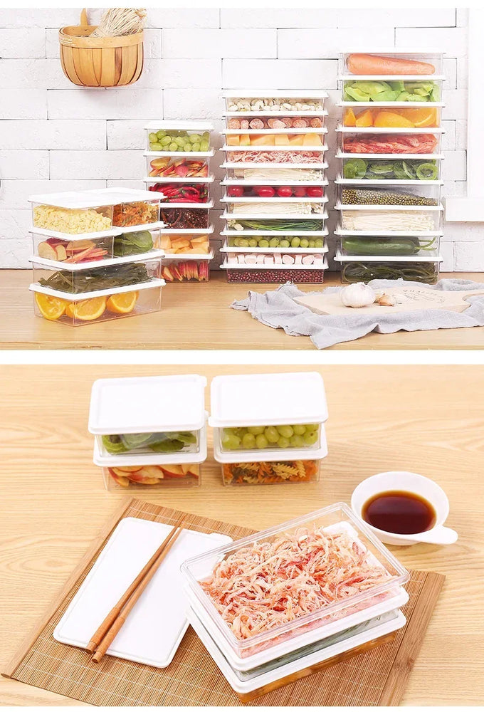 4Pcs Kitchen Refrigerator Food Storage Box Set Plastic Fresh Keeping Containers