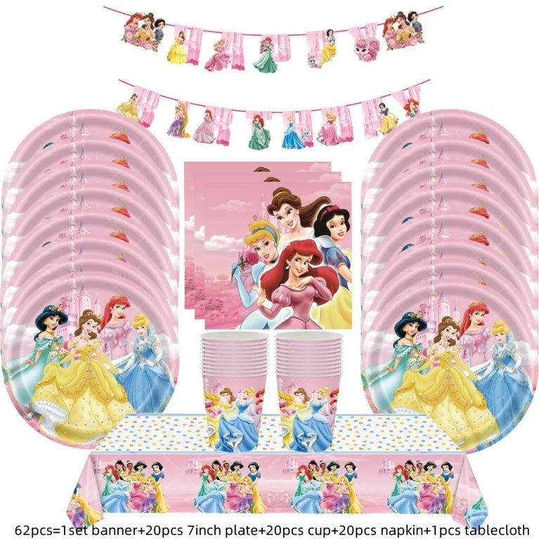 Princess Six Theme Party Disposable Tableware Set Girls Birthday