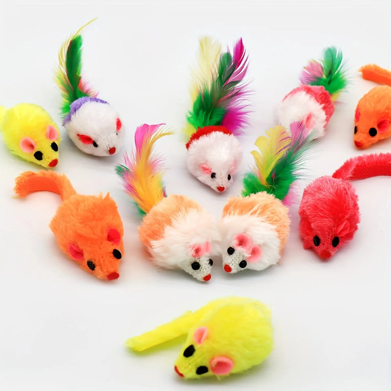 3PCS Rattle Cat Mouse Plush Catnip Filled Interactive Cat Toys Set for Indoor Play