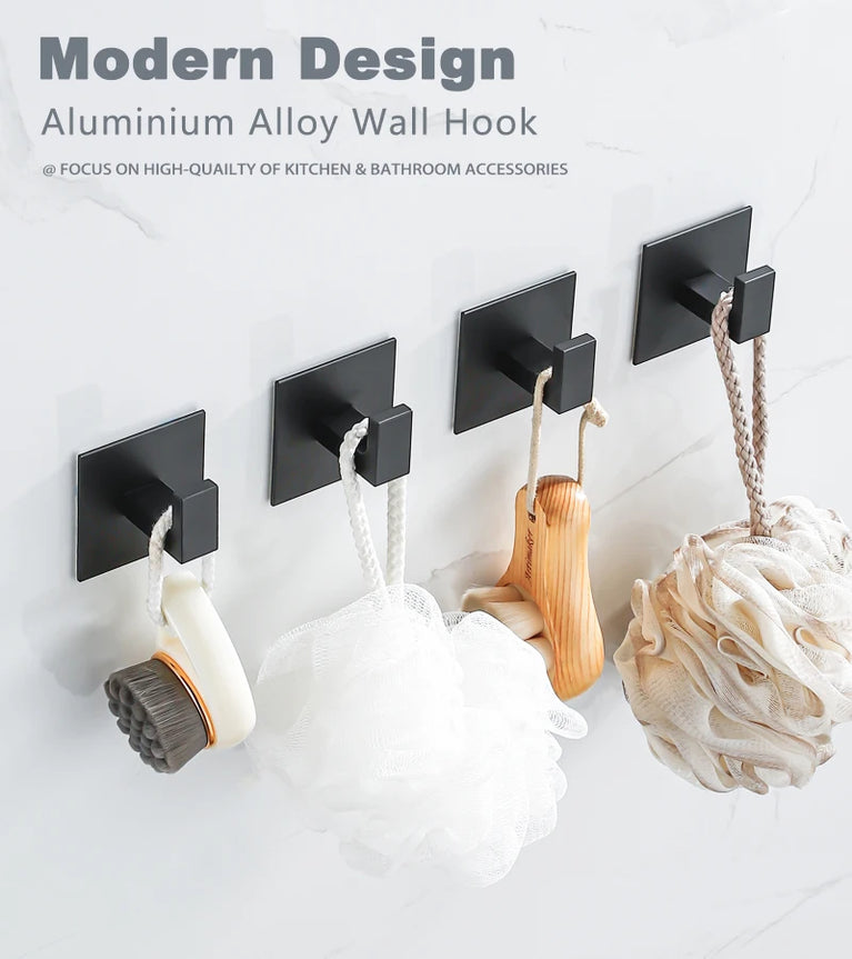 Black Self-Adhesive Wall Hooks For Hanging Keys Clothes Hanger Door Metal Robe Hook Coat Rack Towel Holder Bathroom Accessories