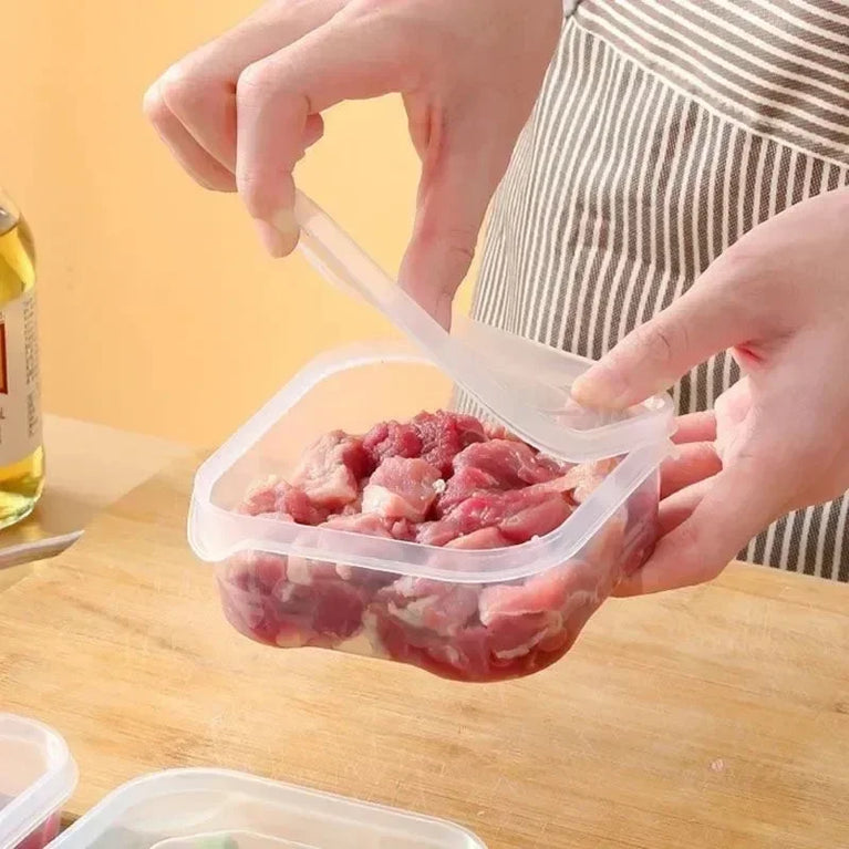 Small Transparent PP Food Preservation Boxes Refrigerator Sealed Storage Container Set