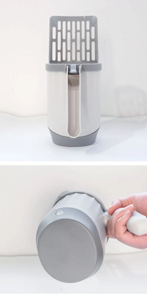 2-in-1 Cat Litter Scoop with Integrated Trash Bin | Portable Waste Management System