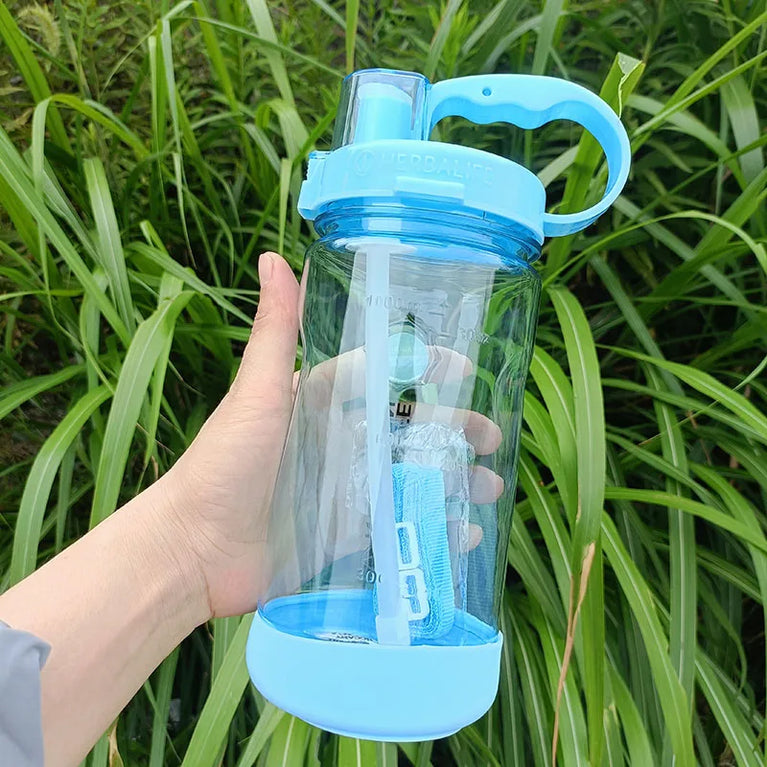 1000ML Straw Sports Waterbottle Tritan Gym Hiking Fitness Bottle