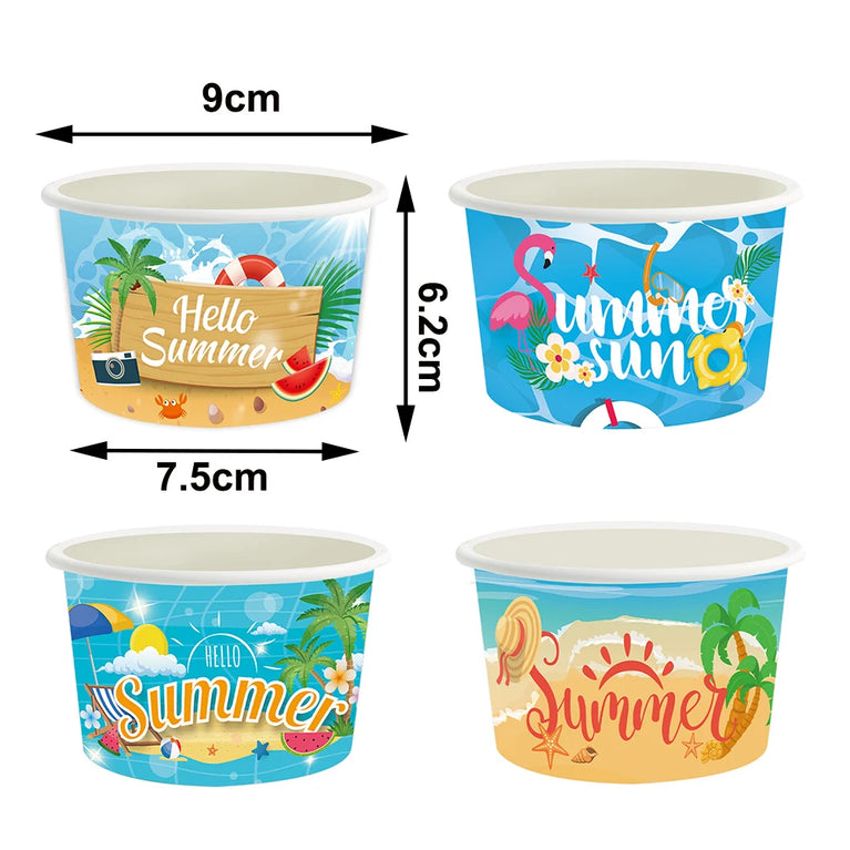 6-30pcs Paper Snack Cups Ice Cream Paper Bowl Disposable Dessert Treat Snack Cups Kids Birthday Shower Summer Party Supplies