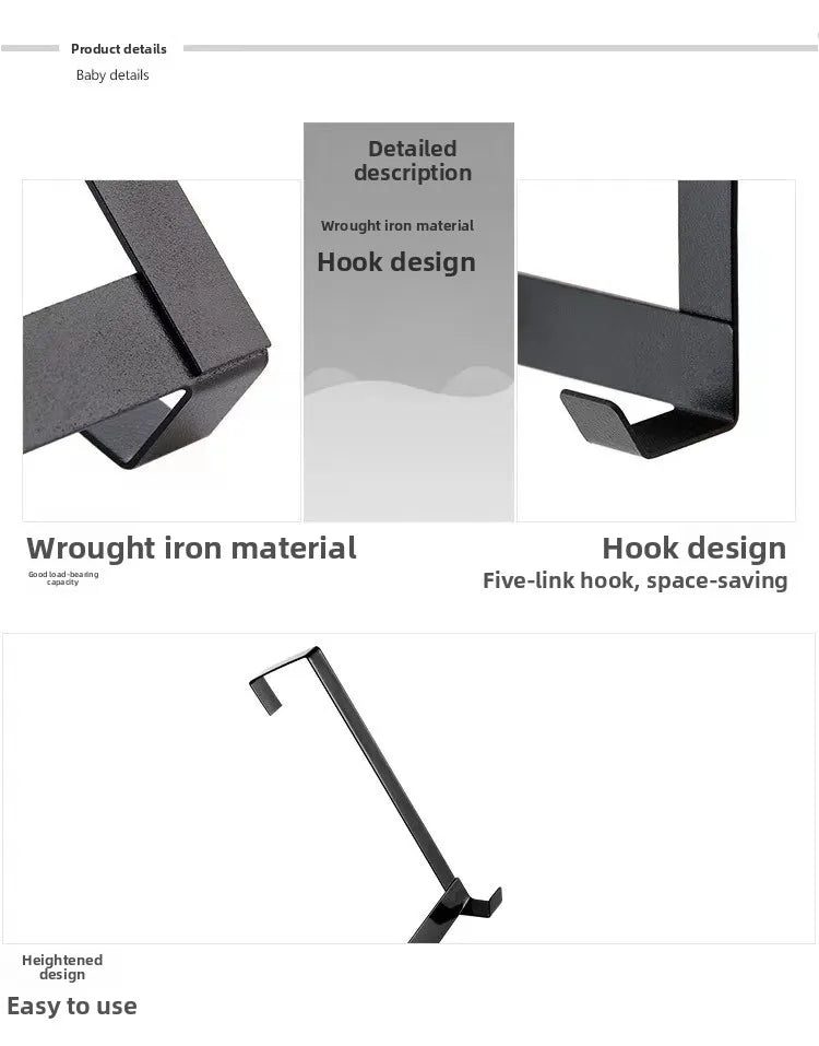1/3pcs No Drill Over The Door Hooks Wrought Iron Hanger Rack Multipurpose Organizer for Hats Bags Clothes Bathroom Home Storage