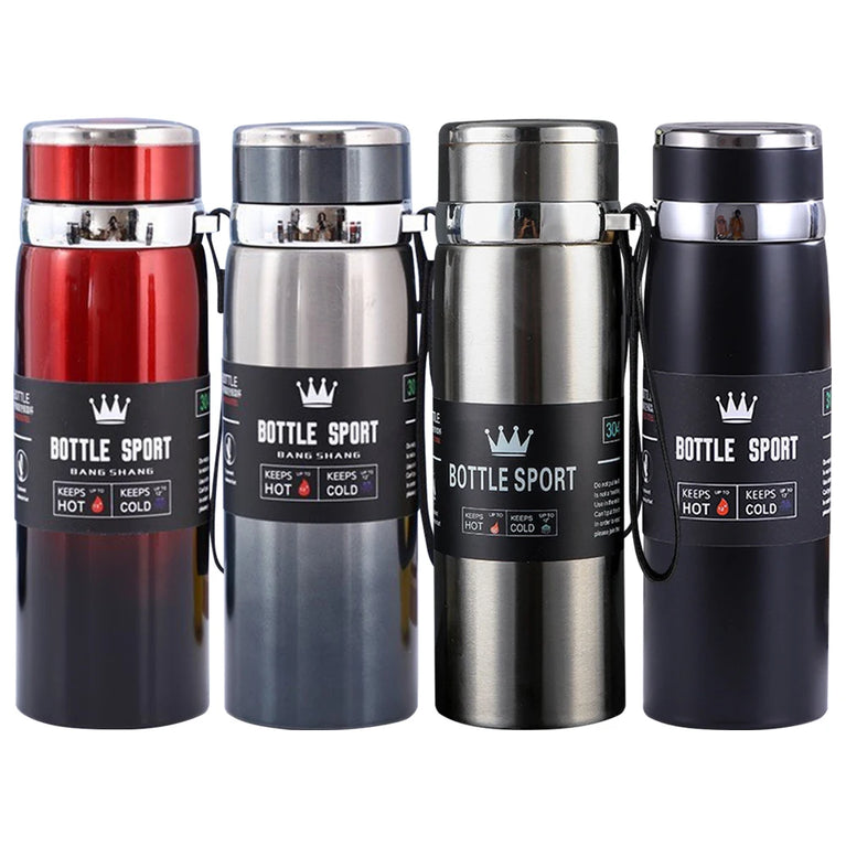 1L Stainless Steel Vacuum Thermal Water Bottle with Handle & Brush Set