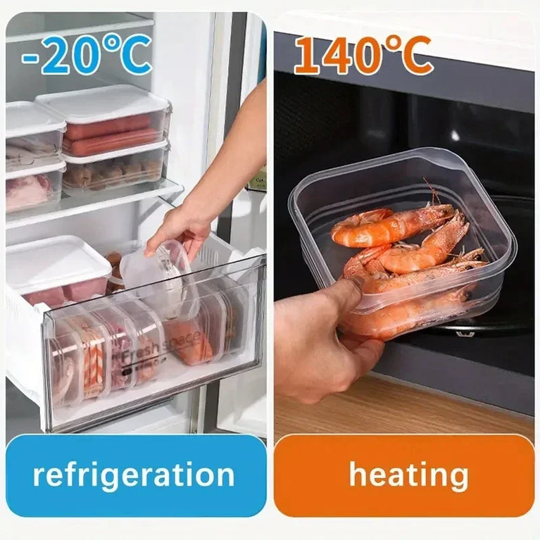 Small Transparent PP Food Preservation Boxes Refrigerator Sealed Storage Container Set
