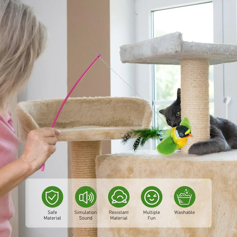 Interactive Bird Cat Toy with Chirping Sound & Self Play Fun