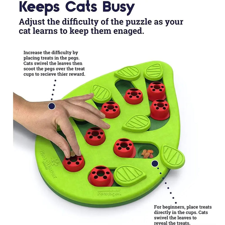 Cat Puzzle Treat Toy Interactive Adjustable Difficulty Plastic Mental Stimulation Feeding Game