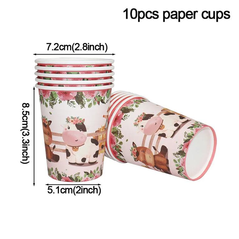 Pink Farm Animals Birthday Disposable Tableware Set-Baby Shower Decor