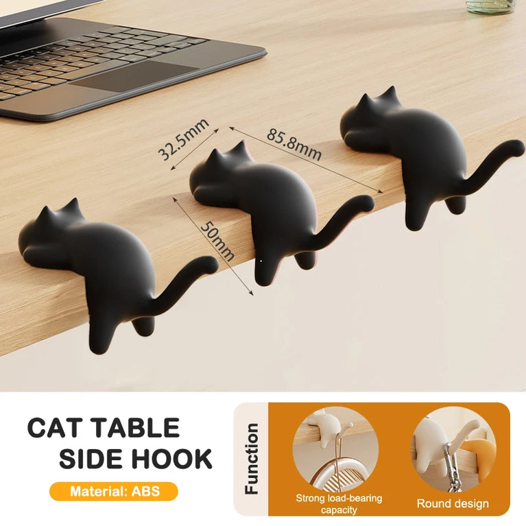 Cute Cat Bag Hook Portable Table Hanger Desk Organiser Holder Stand