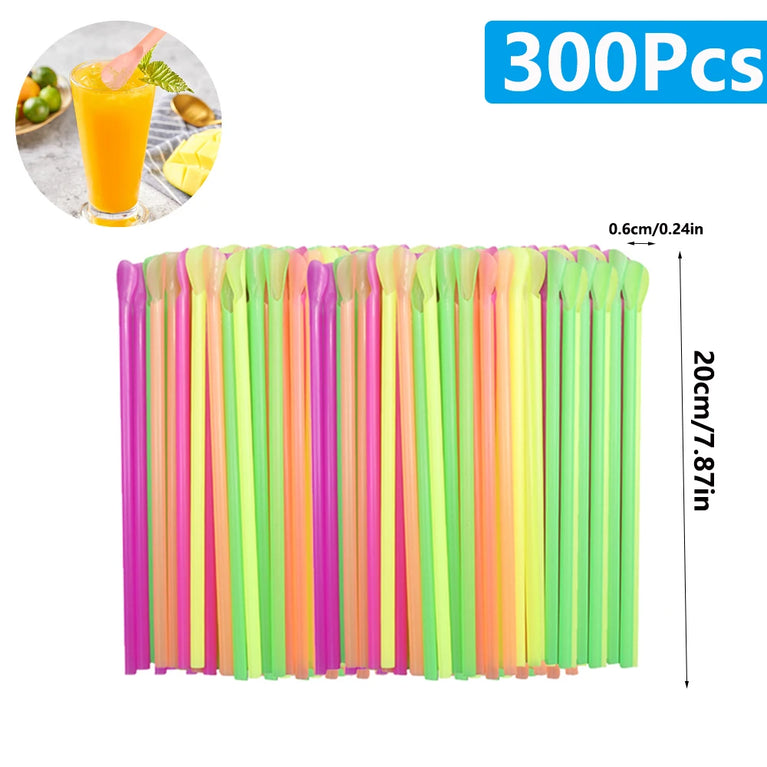 50-2000PCS Beverage Spoon Straws for Milkshake Smoothie Party Drinks