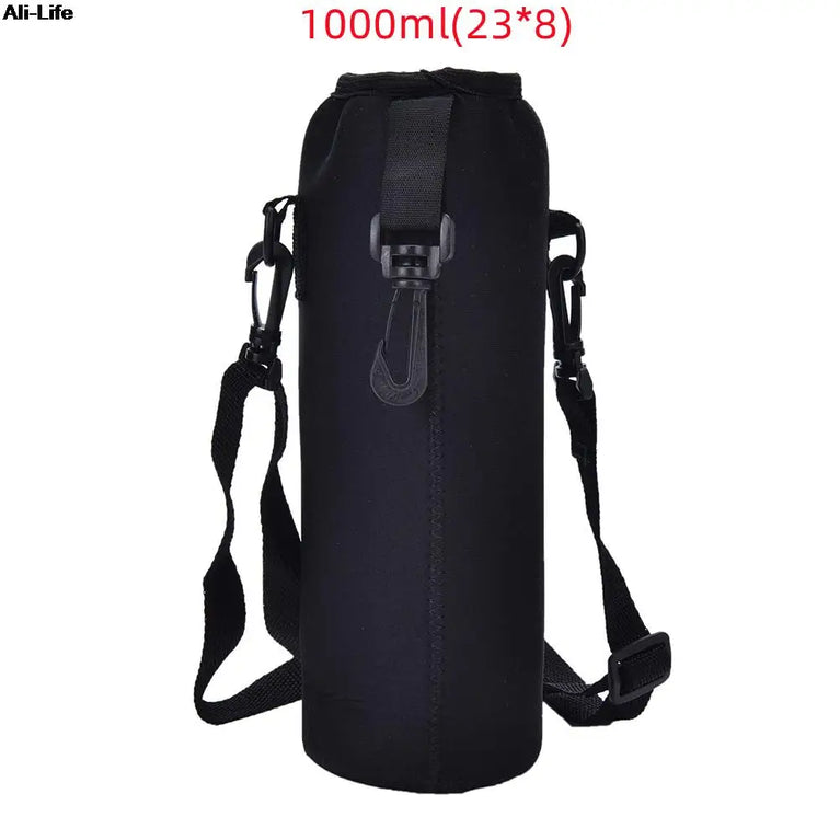 1000ML Neoprene Water Bottle Carrier Bag With Shoulder Strap Insulated Bottle Cover Pouch Holder Travel Outdoor Sport Sleeve