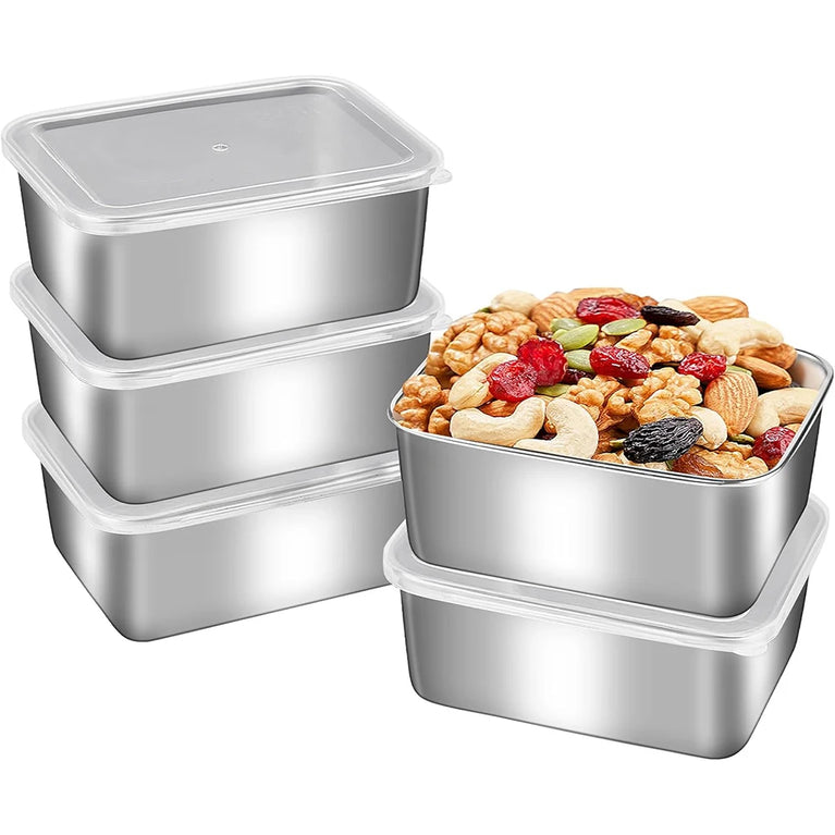 STAINLESS STEEL FOOD STORAGE CONTAINER WITH LID FOR FRESH FOOD STORAGE