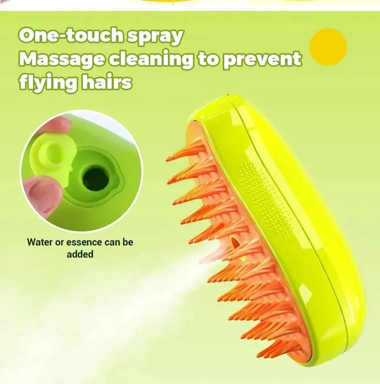 Cat Steamy Brush Electric Spray Massage Grooming Shedding 3in1 Tool