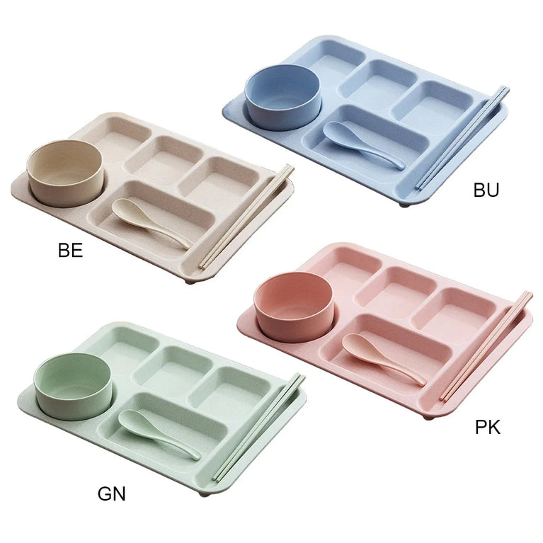 Eco-Friendly Wheat Fiber Meal Set | Anti-Fall Student & Toddler Dinnerware