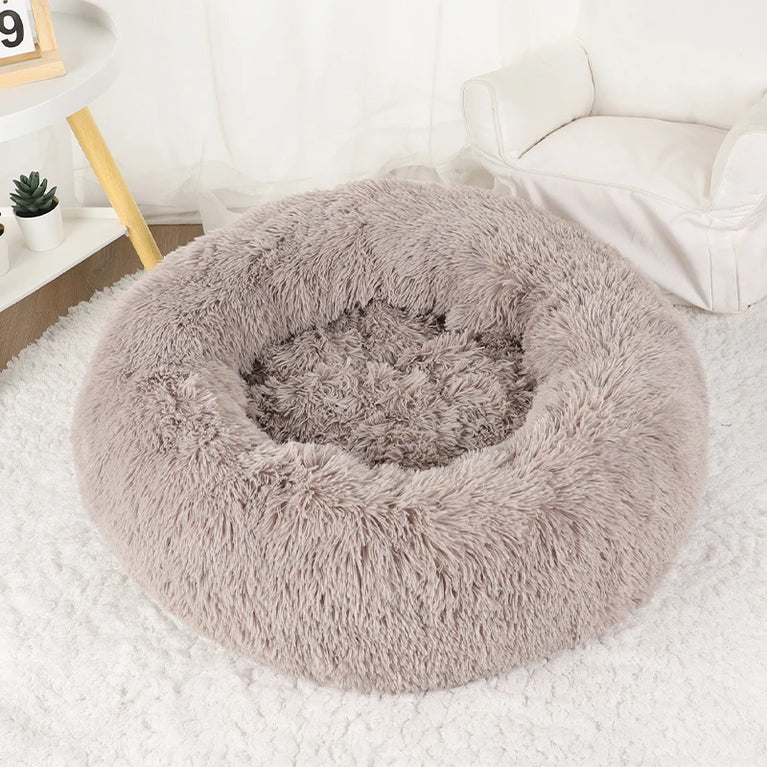 Donut Dog Bed Plush Basket Fluffy Medium Small Washable Warm Round Puppy Bed Mat