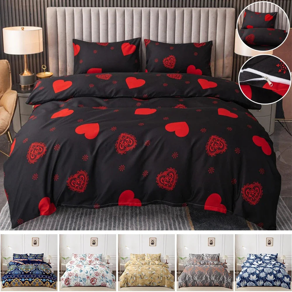 3-Piece Printed Brushed Duvet Cover Set | Soft & Breathable Bedding Collection