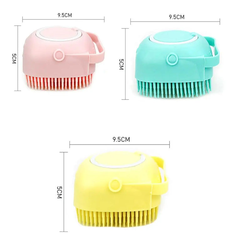 Pet Dog Shampoo Brush Silicone Massage Grooming Scrubber Bath Tool