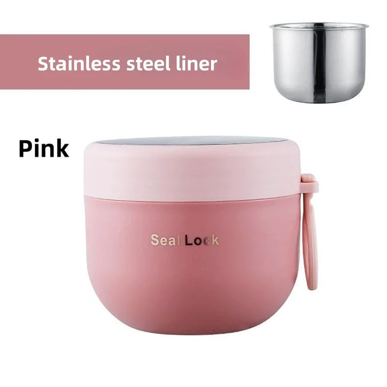 600ML 304 Stainless Steel Soup Noodle Bowl with Lid Leakproof Lunch Box Container